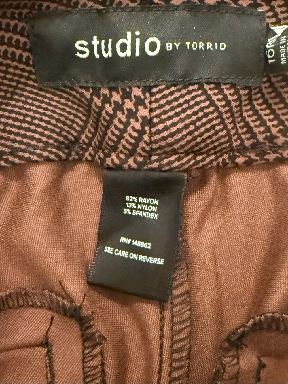 Torrid Studio Plaid Trouser Bootcut Dress Pants Brown Black Size 16R NWT Office - Picture 10 of 10